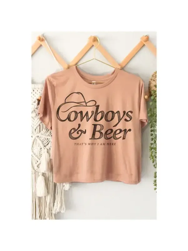 COWBOYS N BEER CROP TOP