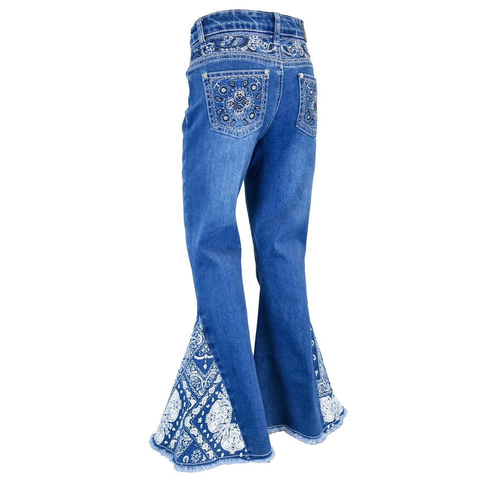 402190-450 COWGIRL HARDWARE BANDANA BELL BOTTOM JEANS