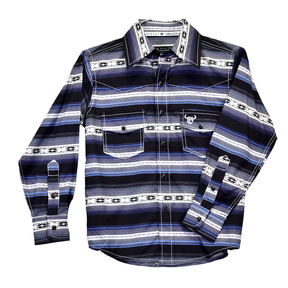 COWBOY HARDWARE STRIPED AZTEC L/S SNAP SHIRT