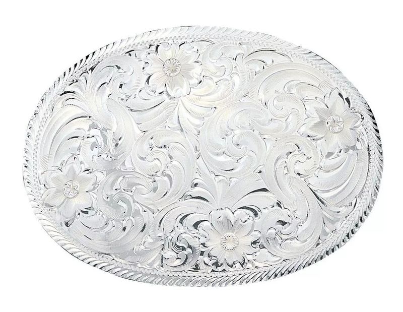 MONTANA SILVERSMITHS® MEDIUM OVAL FANCY SCROLL BUCKLE