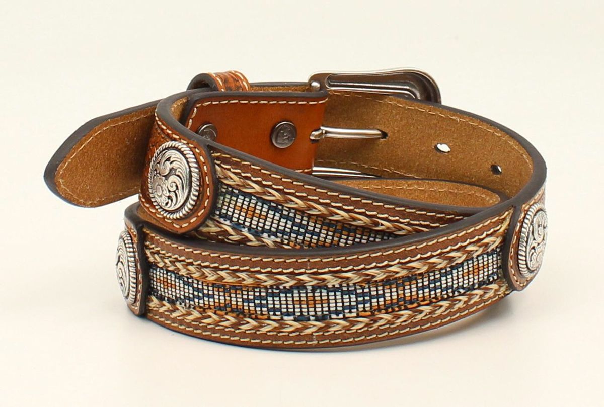 ARIAT LEATHER WEAVE RIBBON INLAY BELT