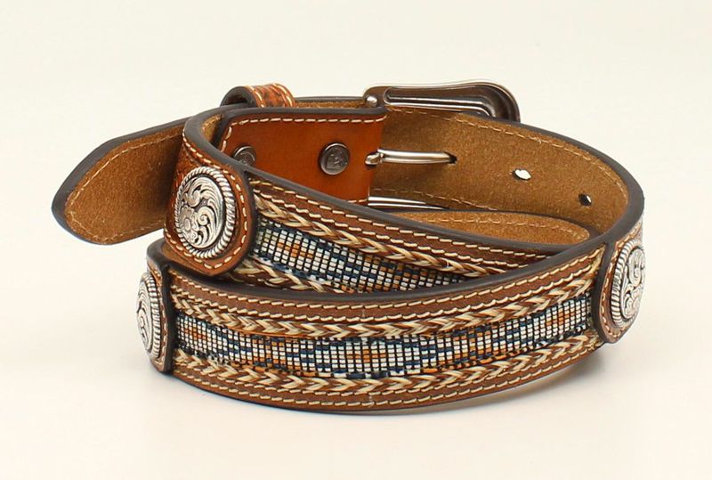 ARIAT LEATHER WEAVE RIBBON INLAY BELT