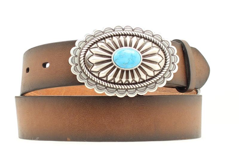 ARIAT OVAL WITH TURQUOISE BUCKLE BELT