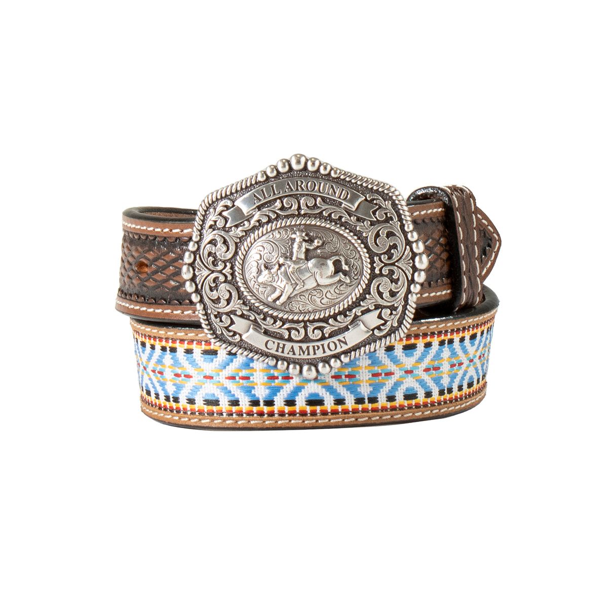SUNBURST DIAMOND HAND TOOLED BULL RIDER BELT