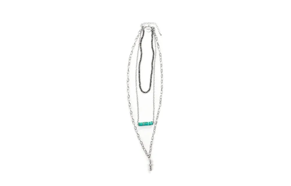 WEST &amp; CO. SILVER &amp; TURQUOISE STACK NECKLACE