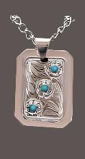 AUSTIN ACCENT RECTANGLE SILVER W/TURQUOISE STONES NECKLACE