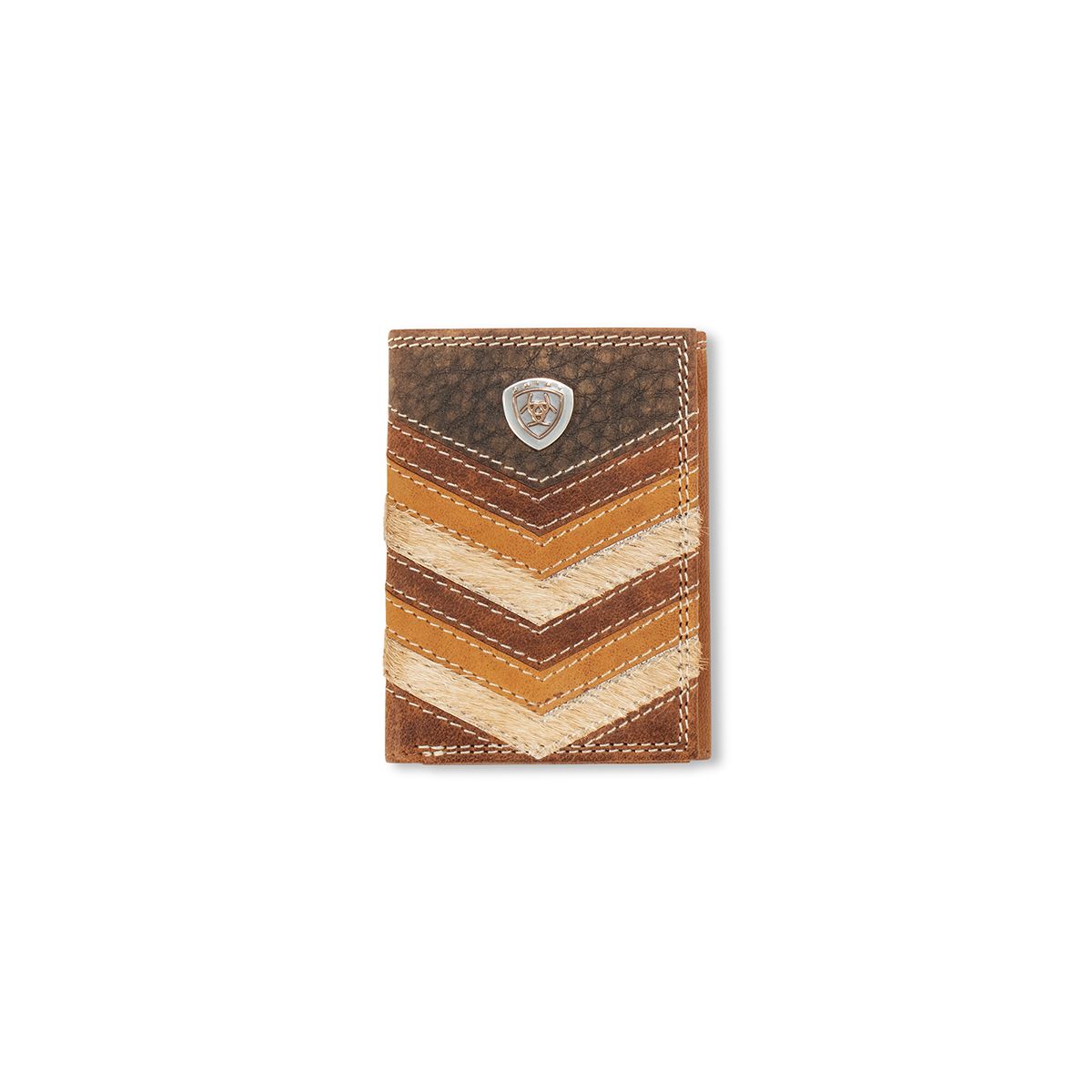 ARIAT CHEVRON CALF HAIR TRIFOLD WALLET