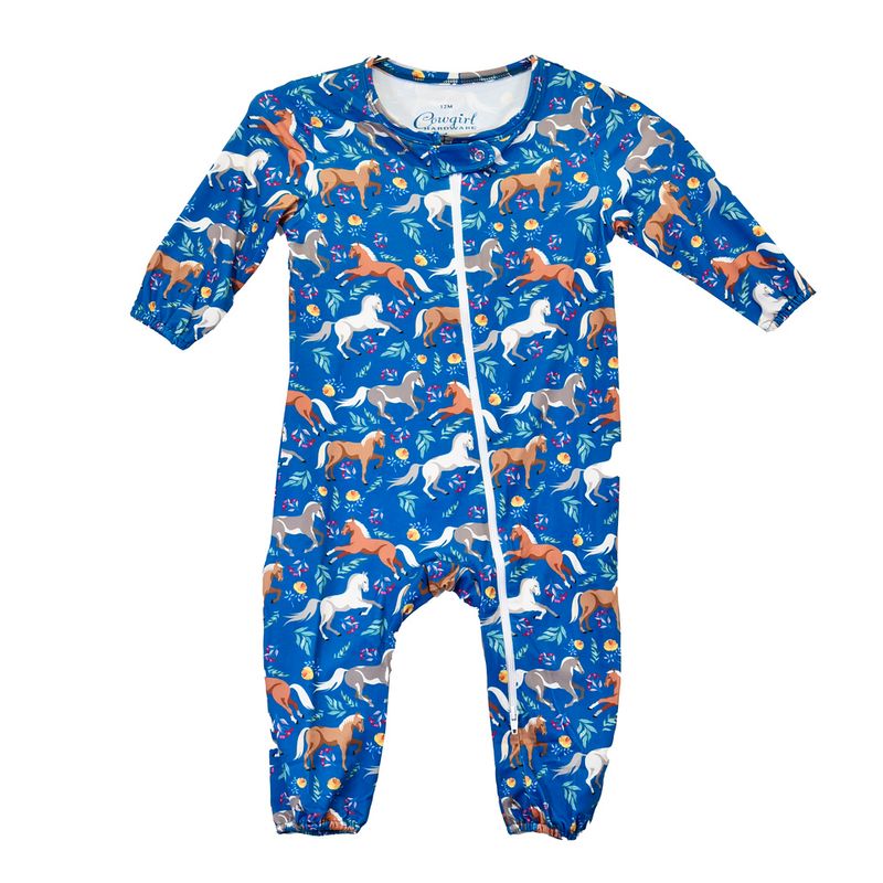COWGIRL HARDWARE INFANT HORSE FLOWERS ROMPER