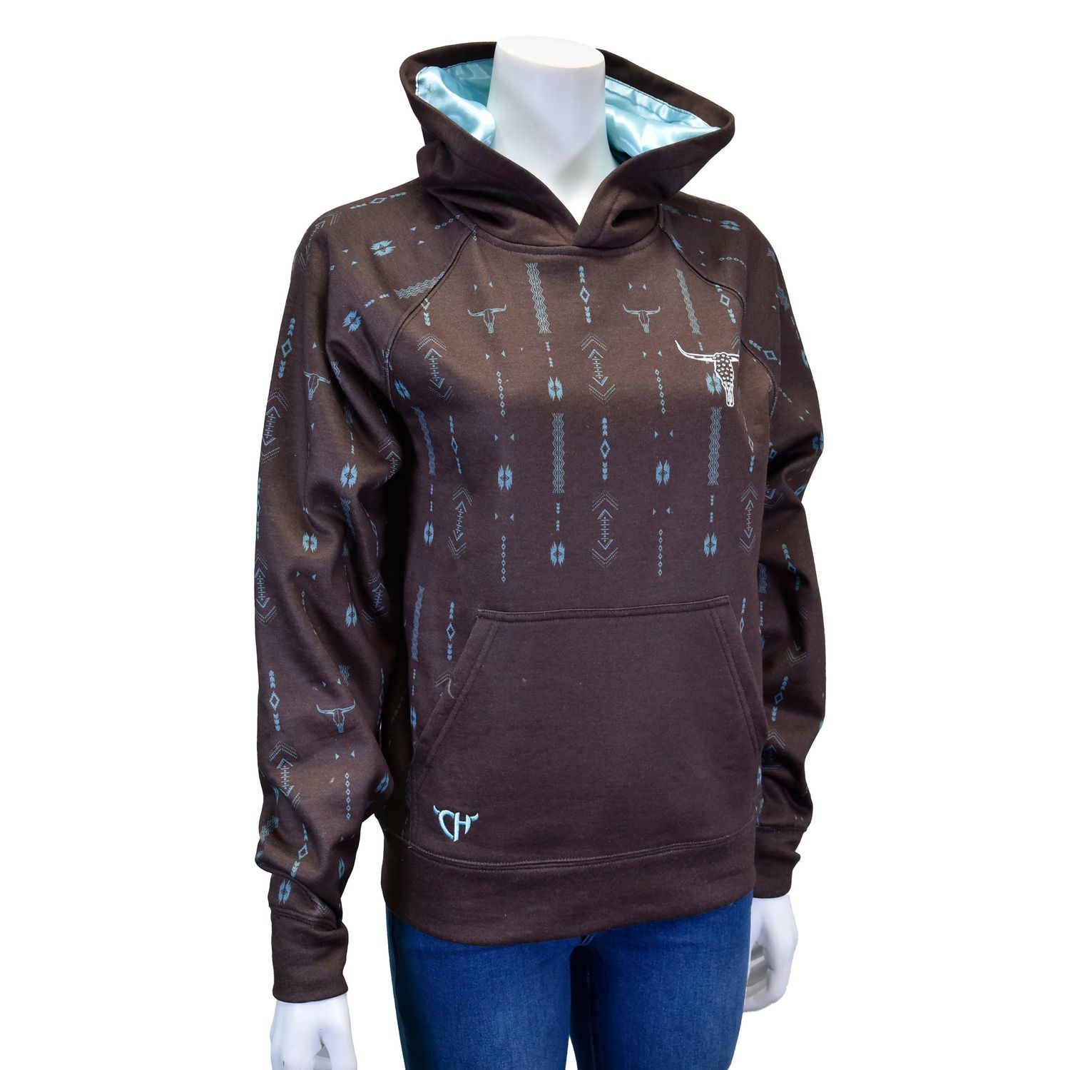 COWGIRL HARDWARE AZTEC RAGLAN FLEECE HOODY