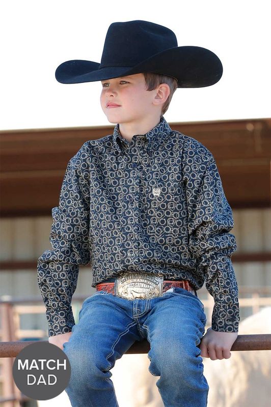 CINCH ROPE PRINT BUTTON DOWN WESTERN SHIRT