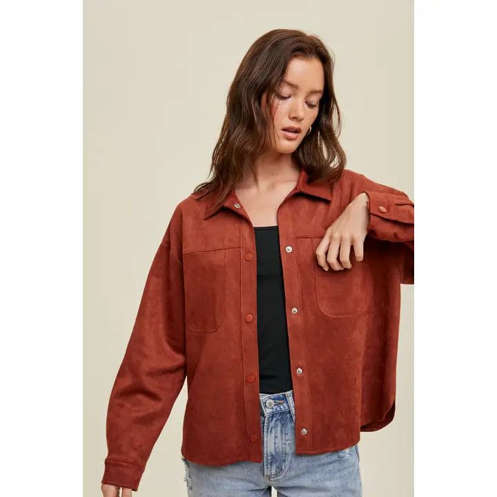 SUEDE SHACKET WITH POCKETS