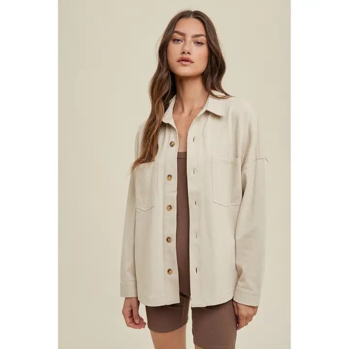 COTTON KNIT SHACKET WITH POCKETS