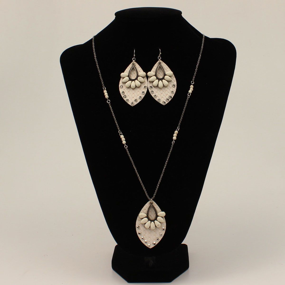 BLAZIN&#39; ROXX BASKET WEAVE LEATHER DROP NECKLACE SET