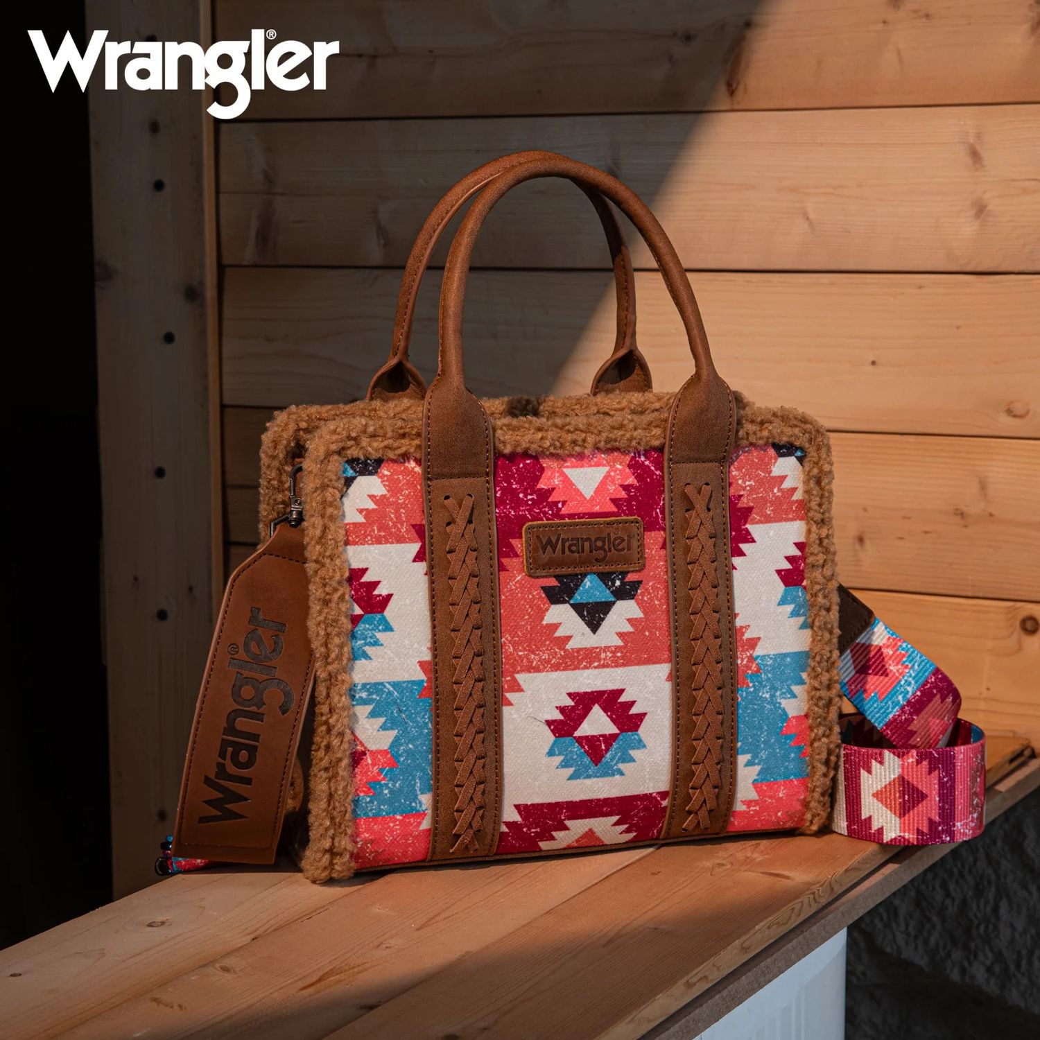WRANGLER SHERPA CANVAS TOTE/CROSSBODY