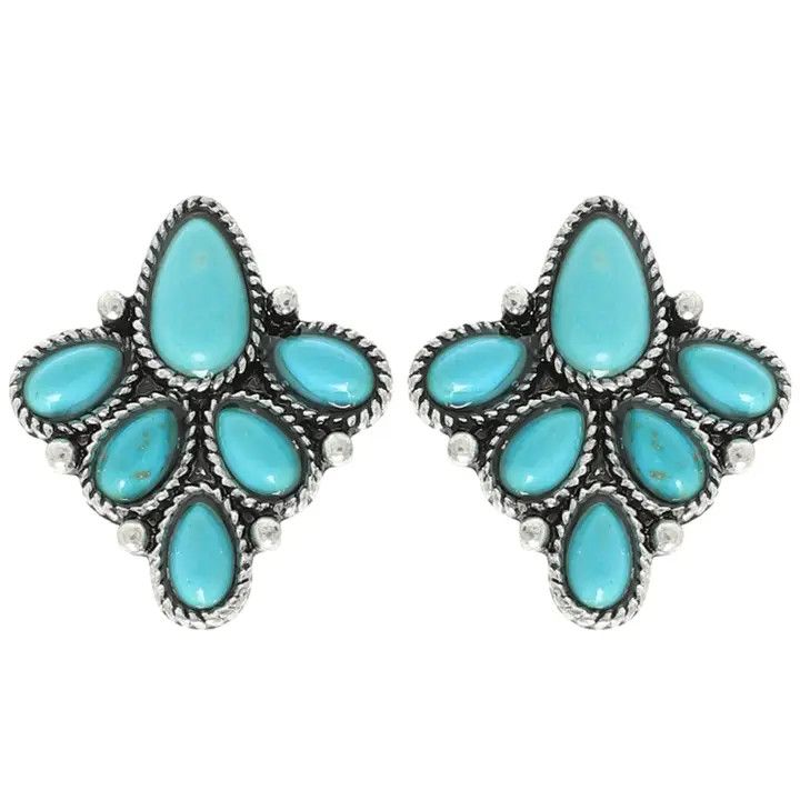 STONE TEARDROP POST EARRINGS