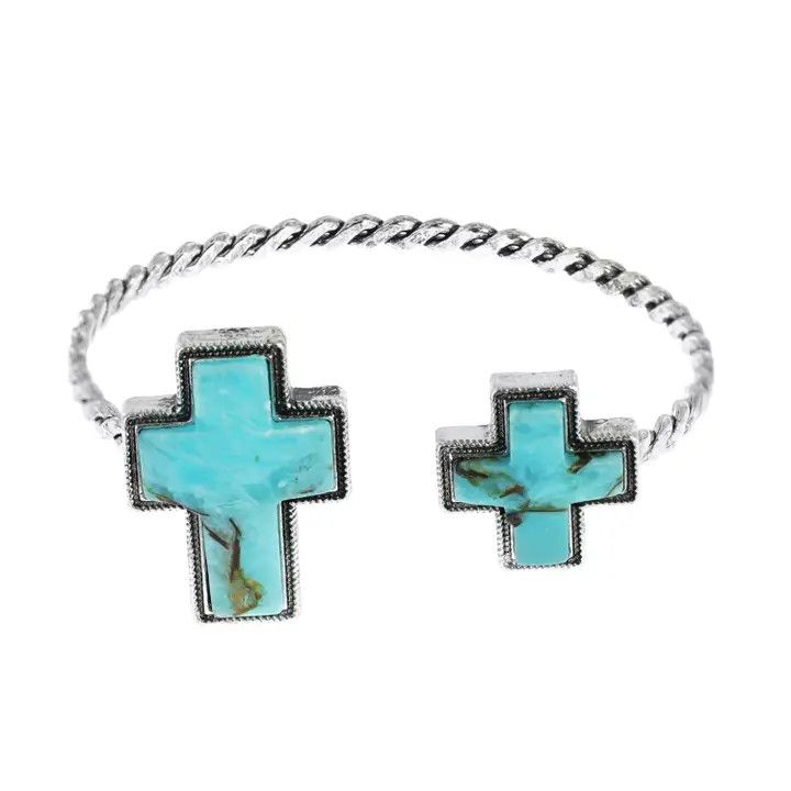 TURQUOISE ROPE CUFF BRACELET