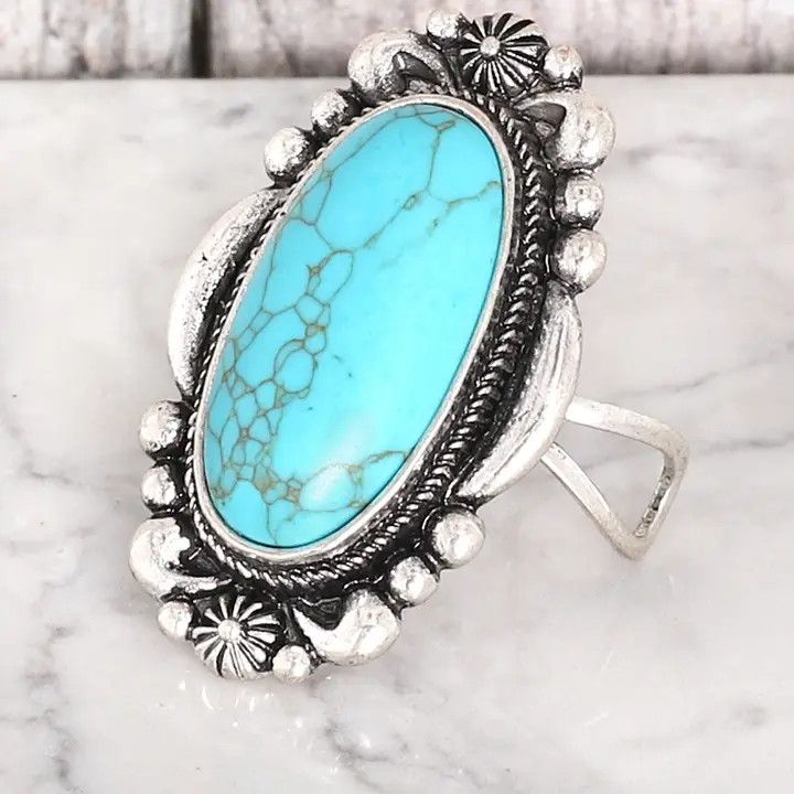 WESTERN TURQUOISE SEMI STONE RING