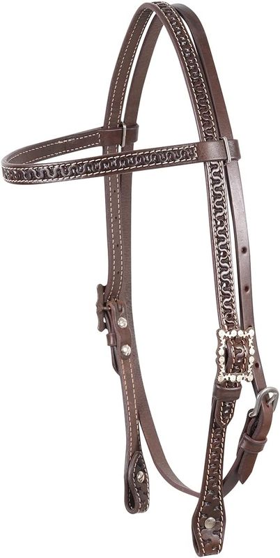 CASHEL BROWBAND HEADSTALL WITH SNAKE TOOLING, CHOCOLATE