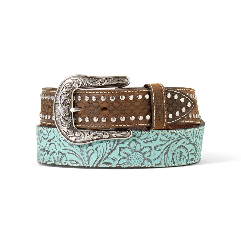 ARIAT FLORAL EMBOSSED HONEYCOMB BELT