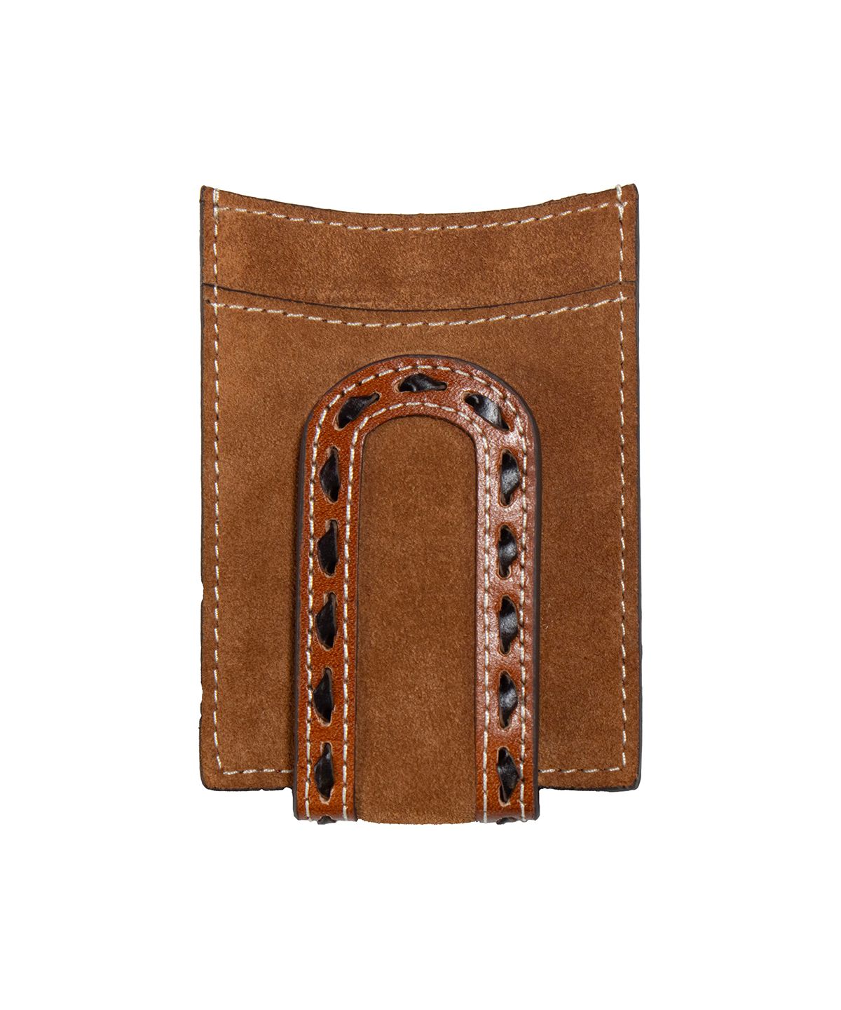 3D LEATHER BUCK LACE BROWN MONEY CLIP