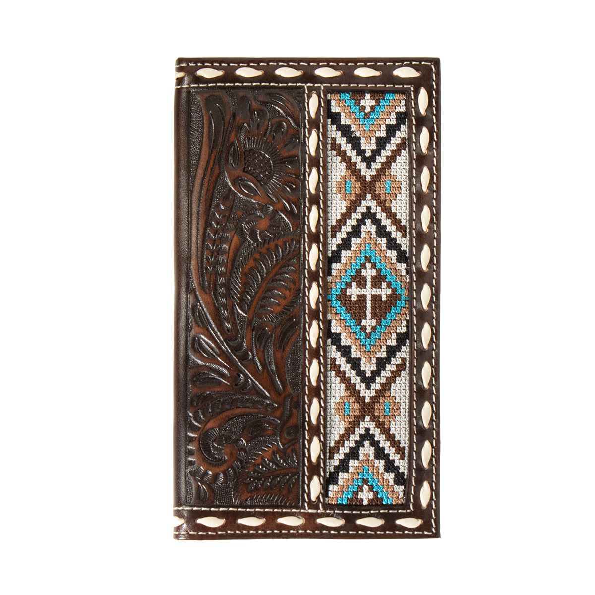 NOCONA CROSS EMBROIDERY INLAY RODEO WALLET