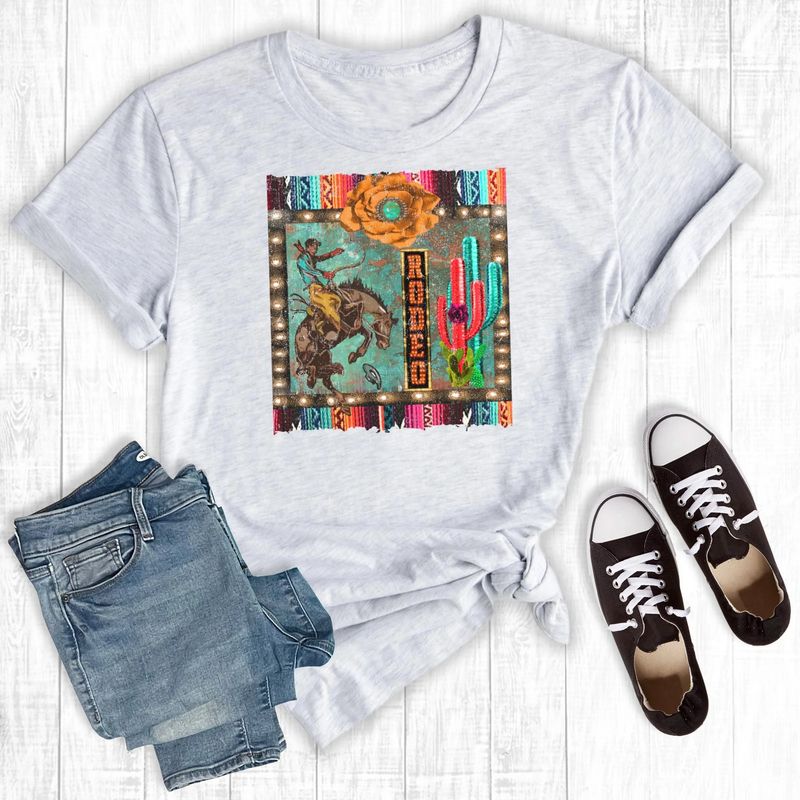 RODEO SERAPE BUCKING BRONCO T-SHIRT