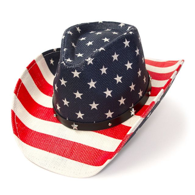 RED, WHITE &amp; BLUE AMERICANA STRAW HAT