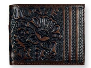 JUSTIN BROWN WITH FLORAL TOOLING BIFOLD WALLET