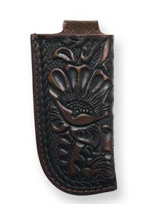 JUSTIN LEATHER BROWN FLORAL TOOLING KNIFE SHEATH