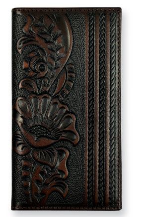 JUSTIN BROWN FLORAL TOOLING RODEO WALLET