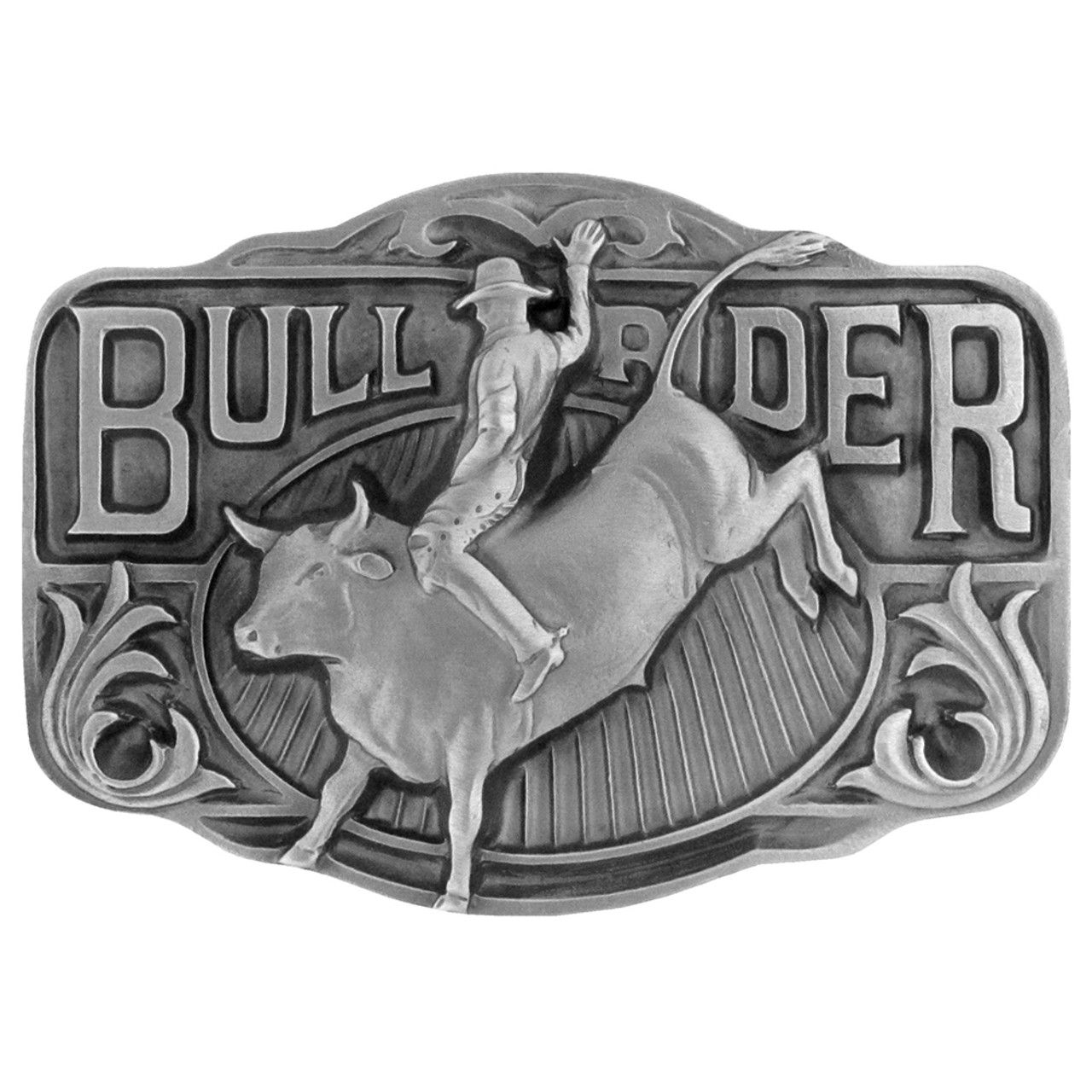BULLRIDER SOLID METAL CAST BELT BUCKLE