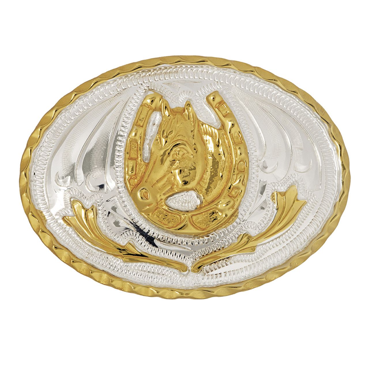 HORSEHEAD GERMAN SILVER BELT BUCKLE
