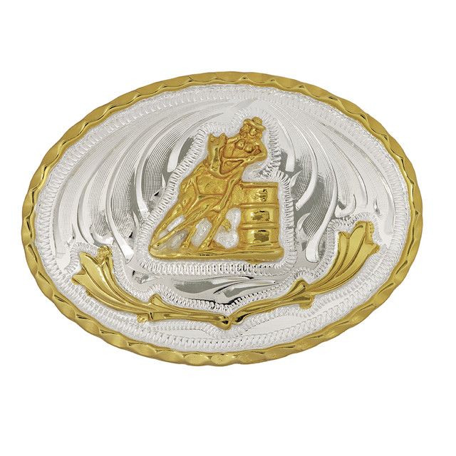 FR-809 BARREL RACER GERMAN SILVER BELT BUCKLE