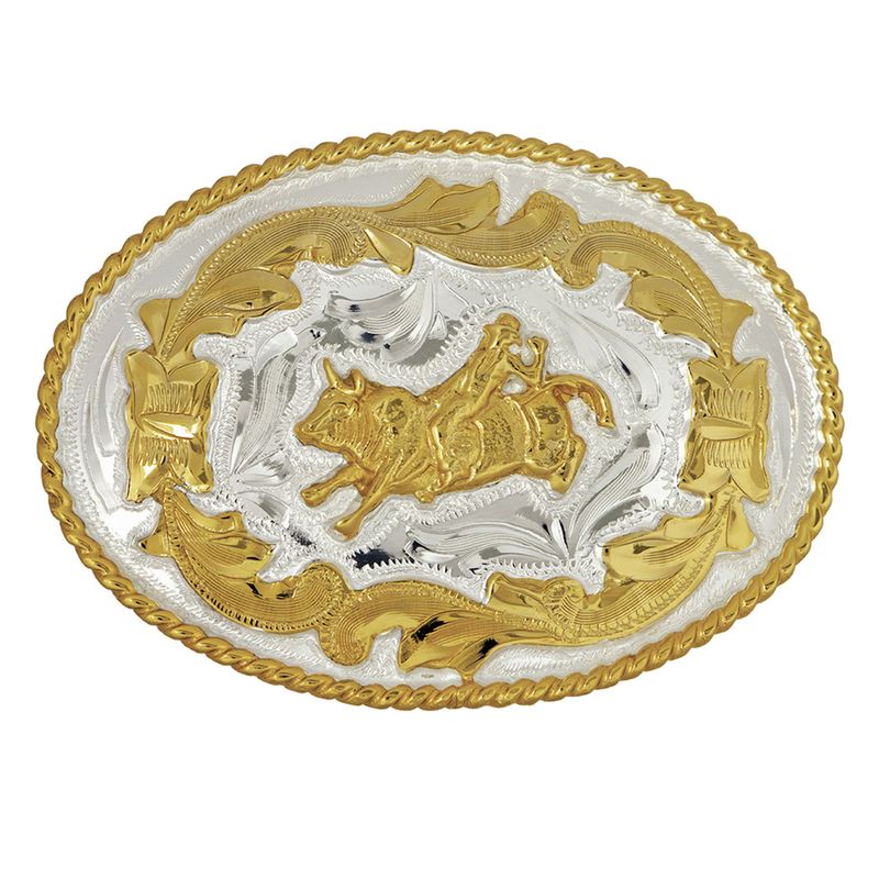 BULL RIDER GERMAN SILVER BELT BUCKLE