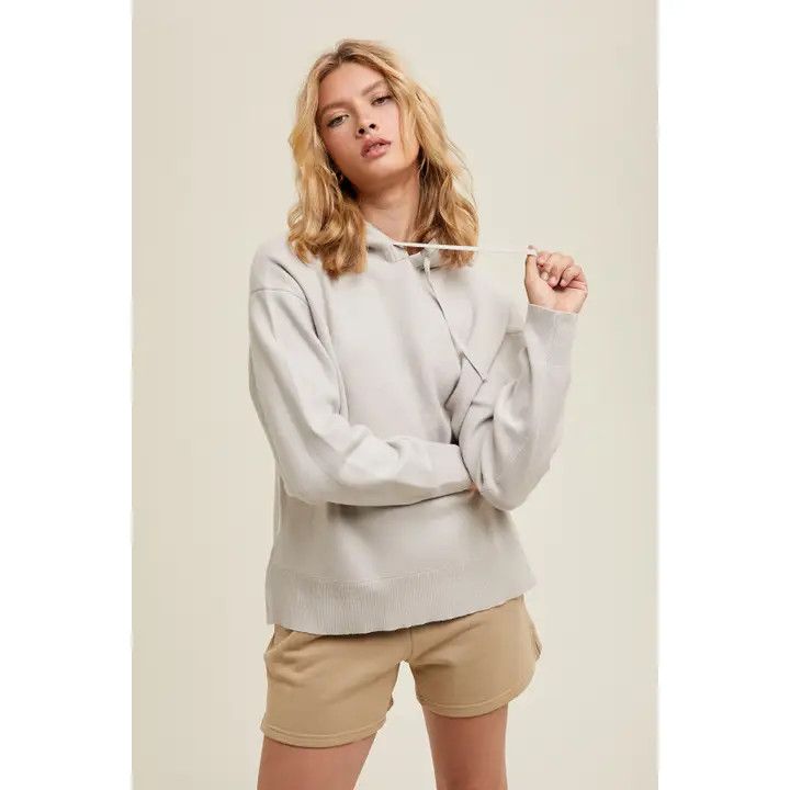 HOODED SWEATER WITH SIDE SLITS