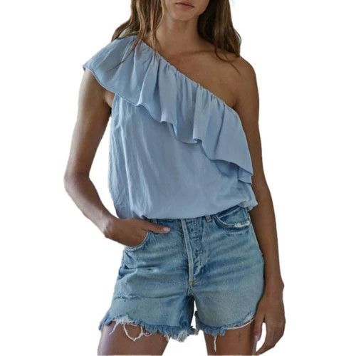 TERRE RUFFLE WOVEN TOP