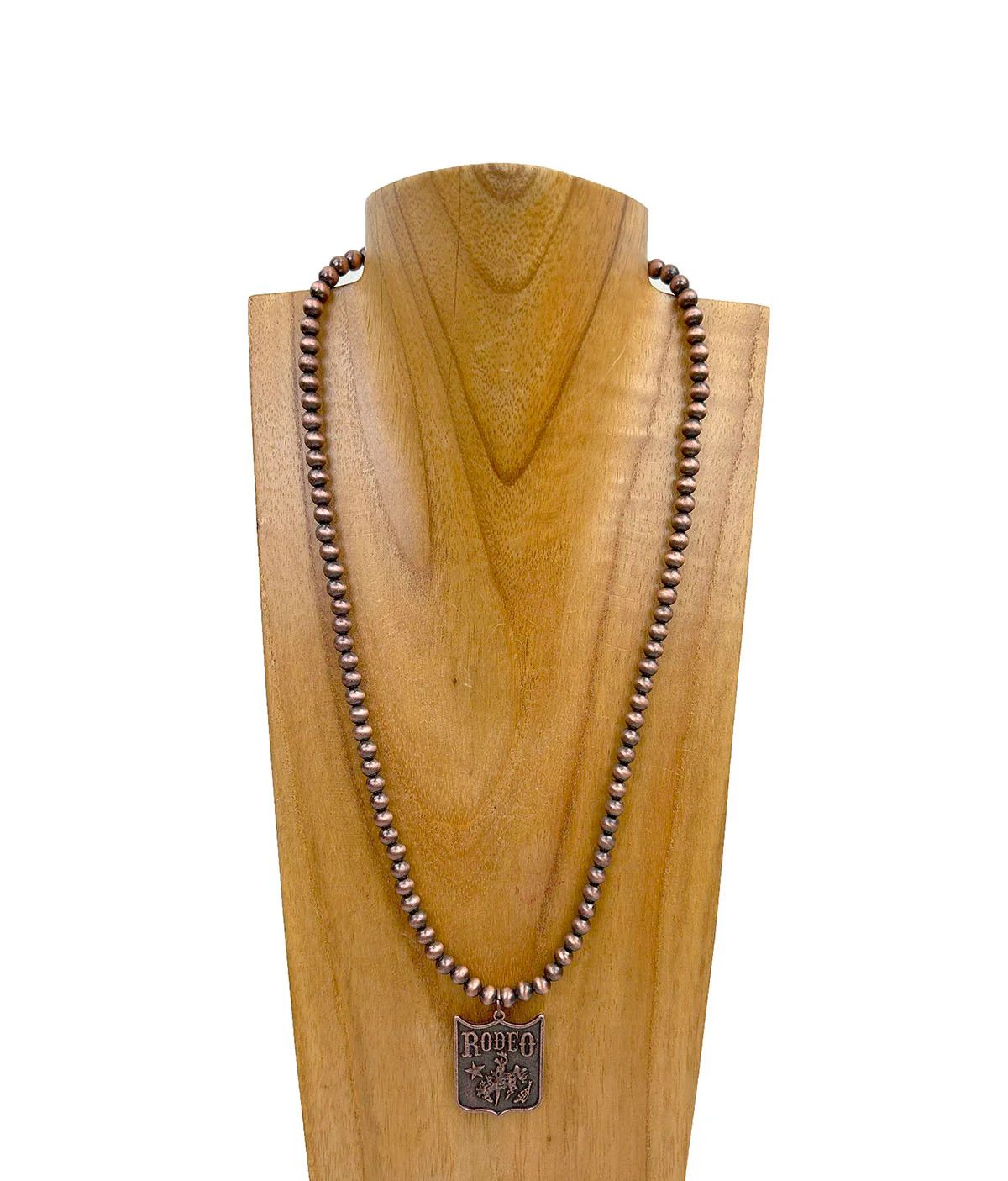 NAVAJO PEARL BEADS WITH WESTERN RODEO PENDANT NECKLACE