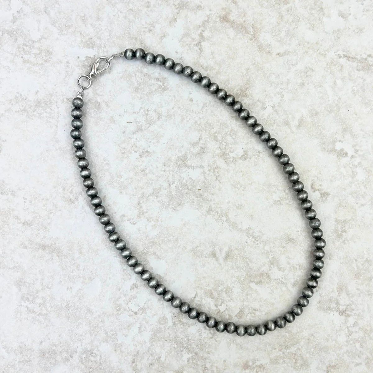 SILVER NAVAJO PEARL BEAD NECKLACE