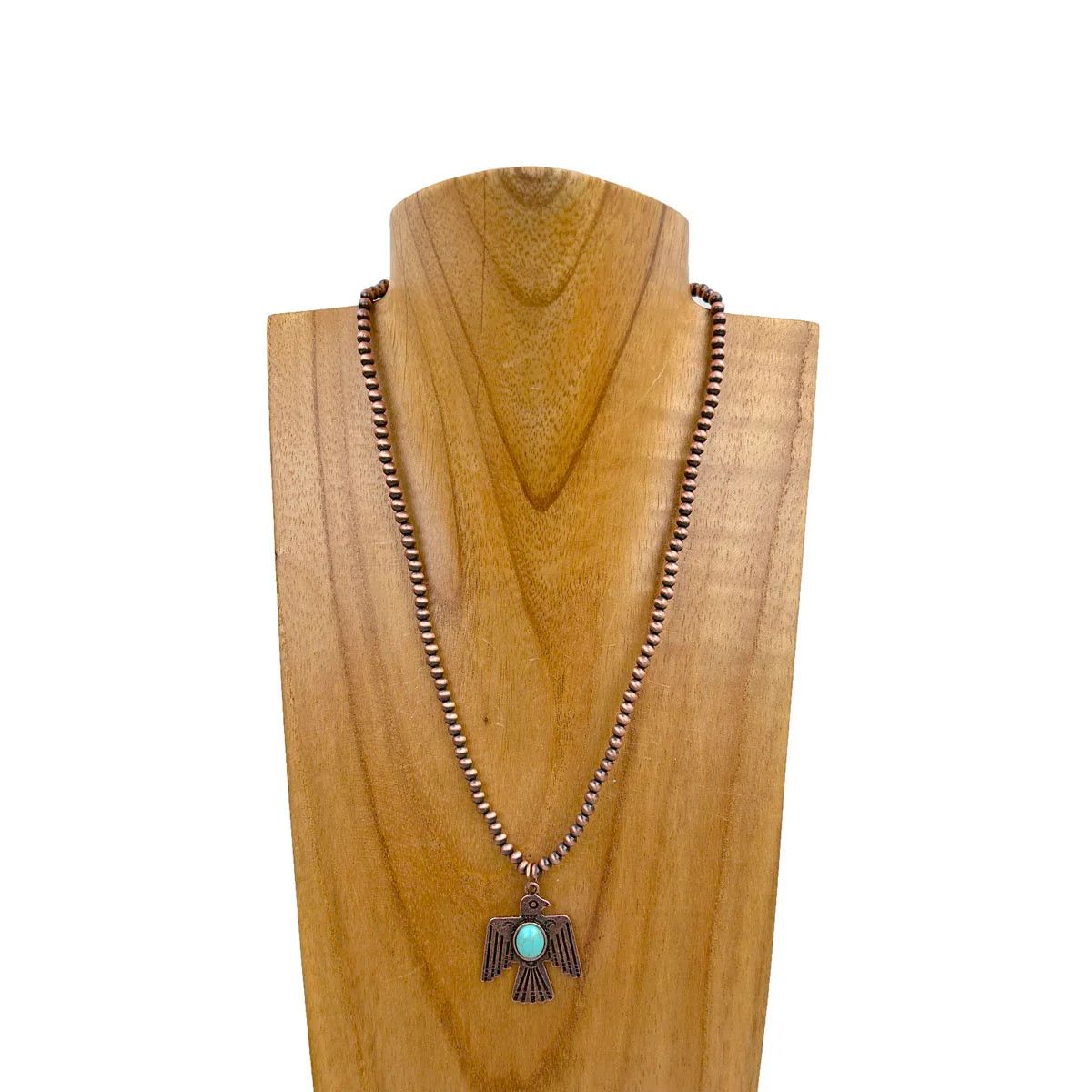 COPPER NAVAJO PEARL BEADS WITH COPPER METAL THUNDERBIRD