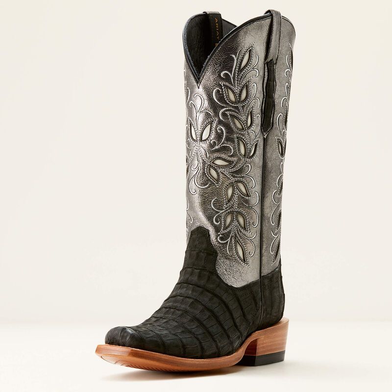 ARIAT FUTURITY BLACK SUEDED CAIMAN BOOTS