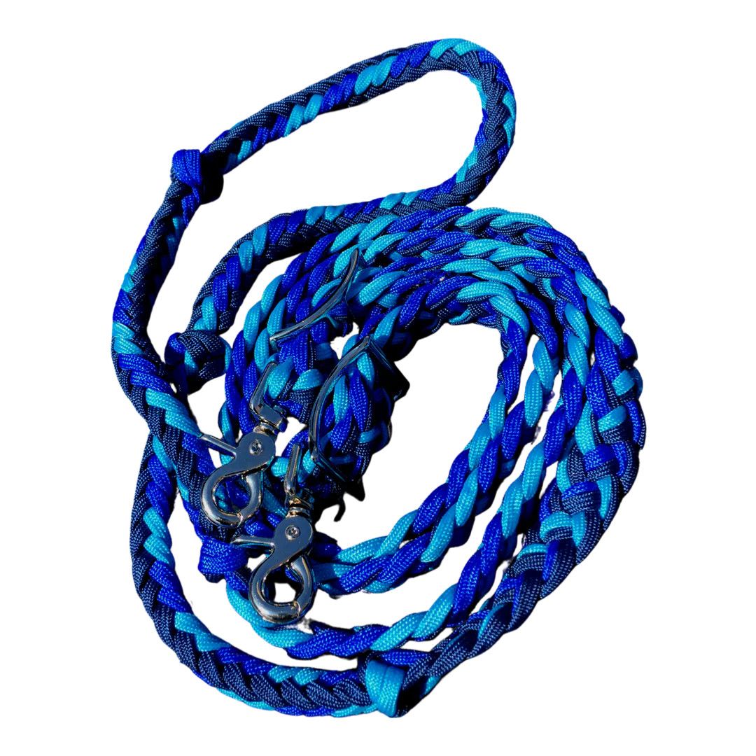 BRAIDED BARREL REINS- 8 FT. WITH 2 SCISSOR SNAPS