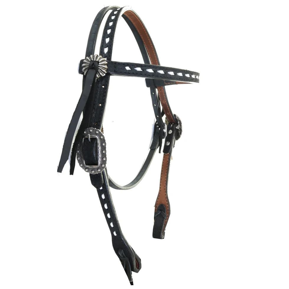 DOUBLE J BLACK ROUGH OUT BUCK STITCHED HEADSTALL