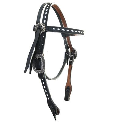 DOUBLE J BLACK ROUGH OUT BUCK STITCHED HEADSTALL