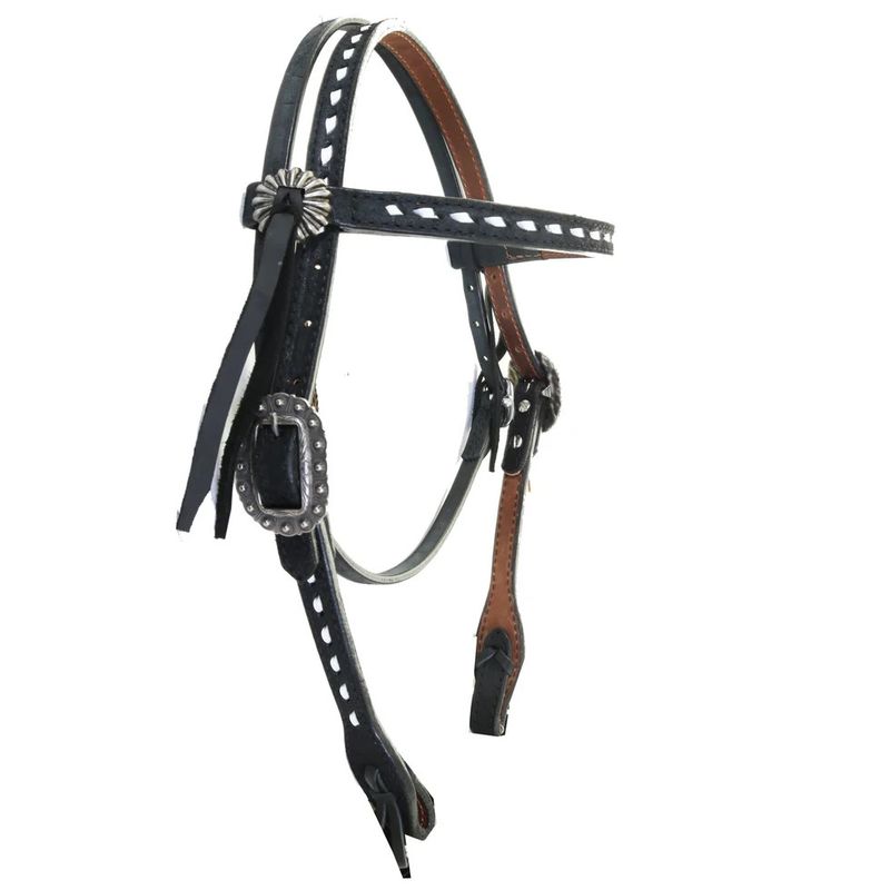DOUBLE J BLACK ROUGH OUT BUCK STITCHED HEADSTALL