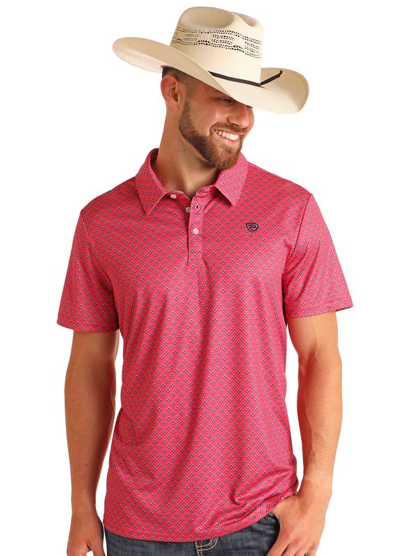 ROCK &amp; ROLL GEO PRINTED POLO