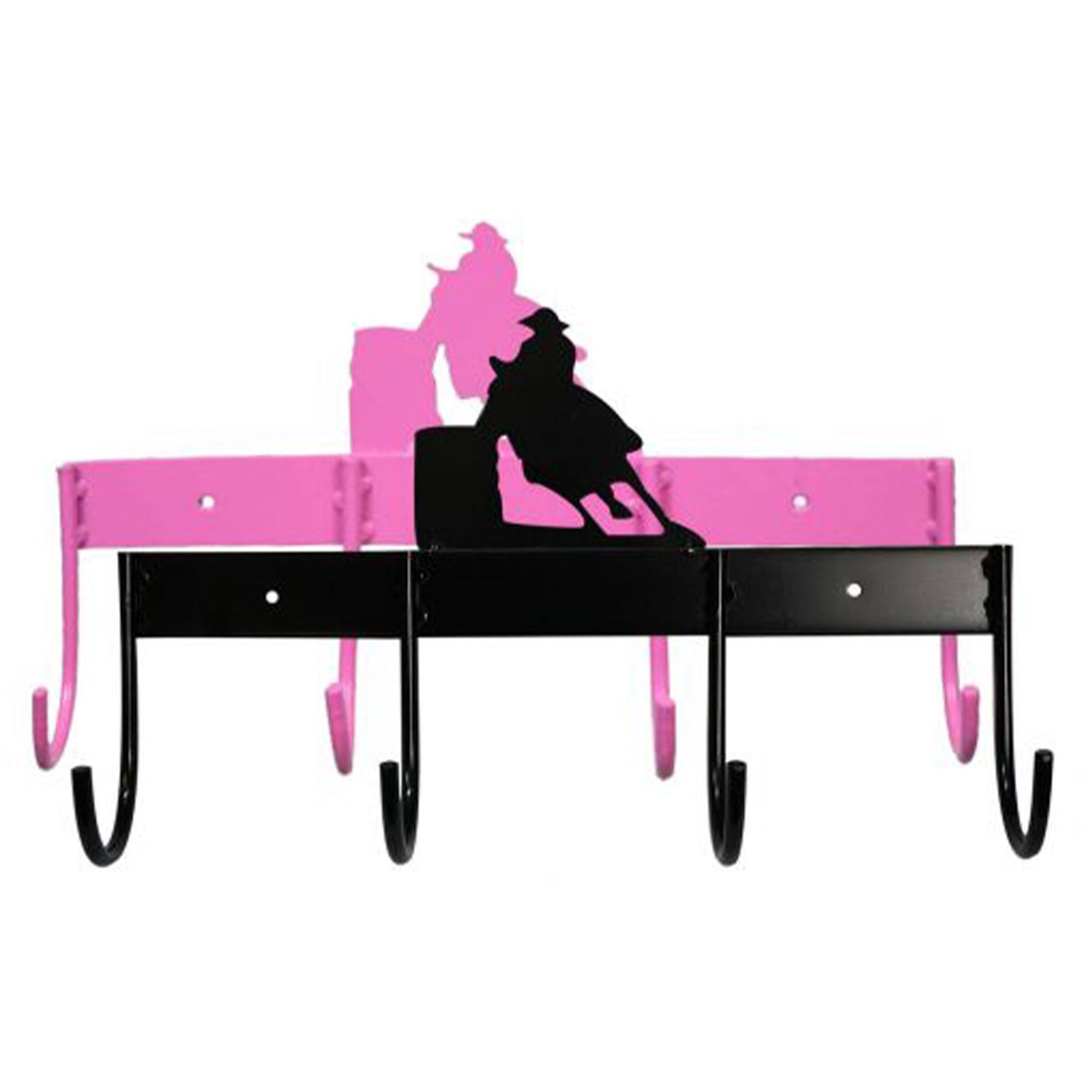 SHOWMAN 4 HOOK TACK RACK WITH BARREL HORSE