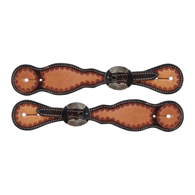 SHOWMAN MEN&#39;S COW LEATHER ROUGH RIDER SPUR STRAP