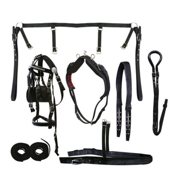 SHOWMAN MEDIUM/LARGE HORSE NYLON DRIVING HARNESS