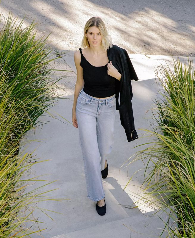 LOVERVET HIGH RISE SLIM WIDE LEG JEAN