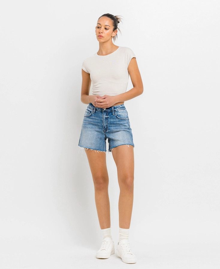 VERVET REBECCA HIGH RISE WAIST CLEAN CUT A LINE SHORTS